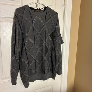 Vintage Serica Italy Merino Wool Sweater Gray Alcantara Elbow Patches Large